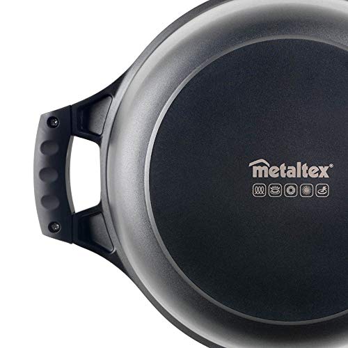 Metaltex XPERT Cacerola Baja Antiadherente Ilag 3 Capas, Full Induction Válido para Todo Tipo de Cocinas, Aluminio Fundido, Negro