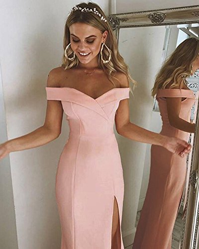 Minetom Mujer Elegante Cuello En V Sin Mangas Cintura Alta Novia Bodas Vestidos Largos De Fiesta Noche Cóctel Dulce Sin Tirantes Maxi Dress Rosa ES 40