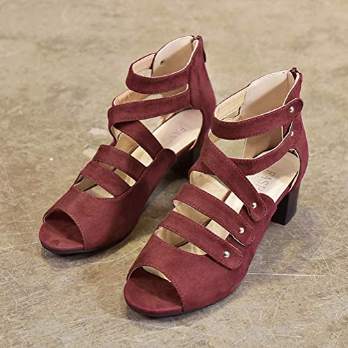 Minetom Sandalias Mujer Cuña Alpargatas Plataforma Bohemias Romanas Flip Flop Mares Playa Gladiador Verano Tacon Planas Zapatos Zapatillas Negro Beige 35-43 Borgoña 40 EU