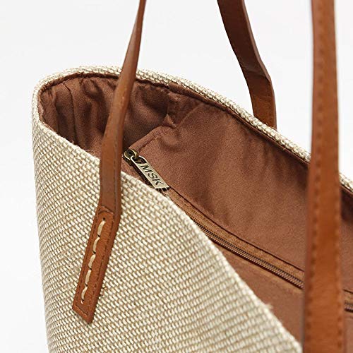 MISAKO Bolso Rafia Mujer PARAISO - Bolso de Verano tipo Capazo Yute - Bolso Tote Grande y Espacioso - Con asas de Hombro en polipiel - 19x57x34cm