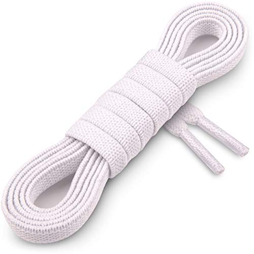 Miscly Cordones Elásticos Planos [3 Pares] 6mm de Ancho (137cm, Blanco)