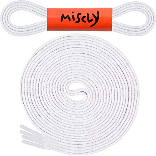 Miscly Cordones Elásticos Planos [3 Pares] 6mm de Ancho (137cm, Blanco)