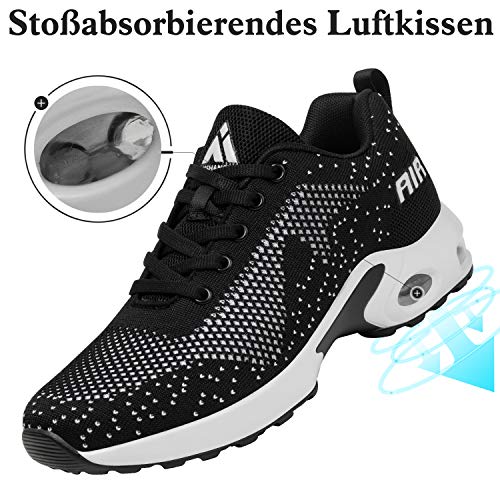 Mishansha Air Sneakers Mujer Running Zapatillas Niña Sport Correr Transpirable Deportes Zapatos Femenino Antideslizantes Respirable Negro A/Clásico 39