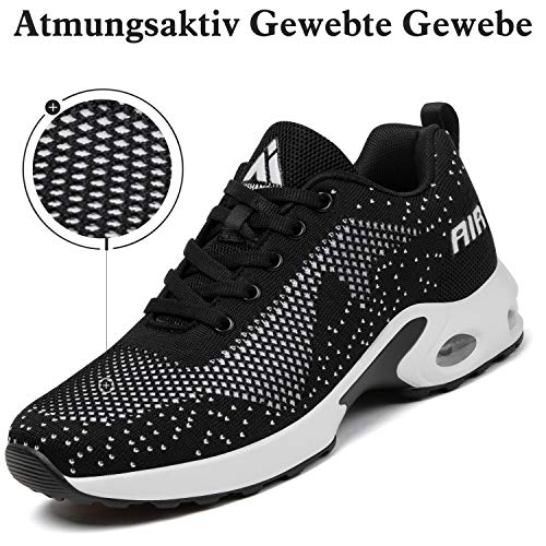 Mishansha Air Sneakers Mujer Running Zapatillas Niña Sport Correr Transpirable Deportes Zapatos Femenino Antideslizantes Respirable Negro A/Clásico 39