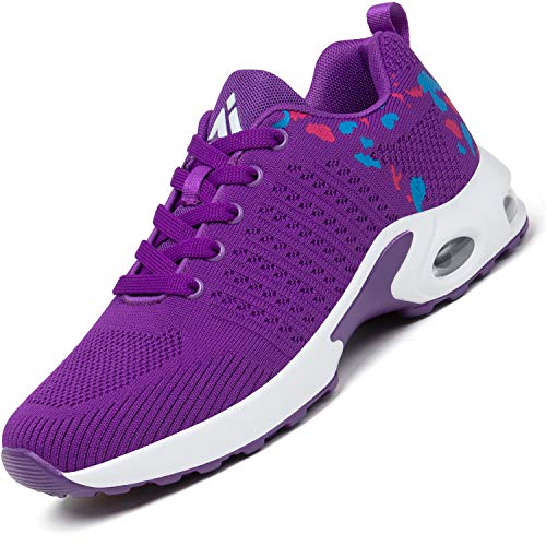 Mishansha Air Zapatillas de Running Mujer Respirable Zapatos de Deportes Femenino Ligeros Calzado Casual Caminar Sneakers Morado, Gr.39 EU