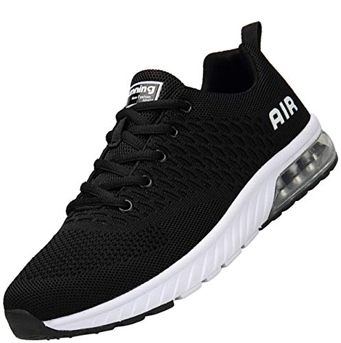 Mishansha Ligeras Zapatos de Deporte para Masculino Femenino Respirable Zapatillas Running Unisex Adulto Antideslizante Goma Running Shoes Transpirables Malla Fitness Zapato, Negro 42