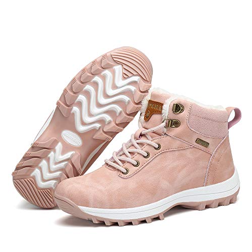 Mishansha Mujer Botas de Nieve Mujer Botines Zapatos Senderismo Impermeables Deportes Trekking Zapatos Impermeable Botas de Invierno Fur Forro Aire Libre Boots Rosa 39 EU