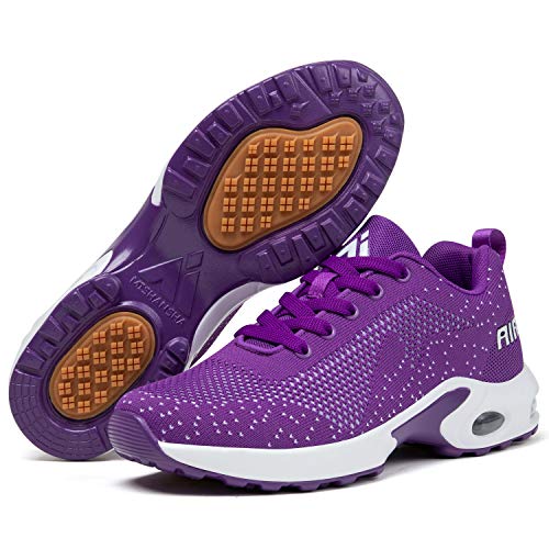 Mishansha Mujer Zapatos de Deportes Niña Zapatillas de Golf Correr Femenino Respirable Jogging Casual Air Sneakers Fitness Morado/Clásico 37