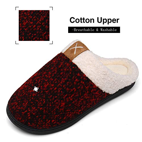 Mishansha Pantuflas Hombre Zapatillas de Estar por Casa para Mujer Invierno Antideslizantes CáLido Cómodas Memory Foam Slippers Rojo Marrón Gr.36/37