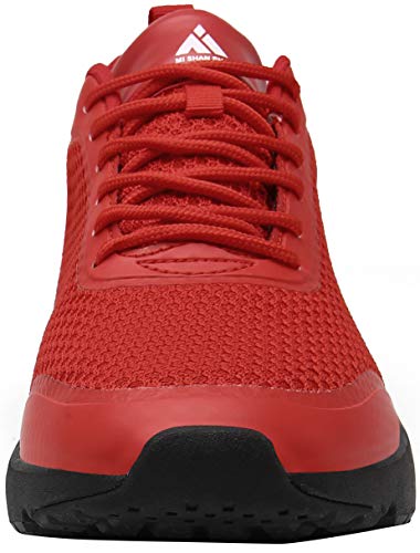 Mishansha Unisexo Low Top Zapatillas de Deporte Conveniente Cordones Hombre Mujer Calzado de Jogging Caminar Moda Ligero Zapatos Casuales Cómodos Plano Exterior Interior, Sneaker Rojo 42