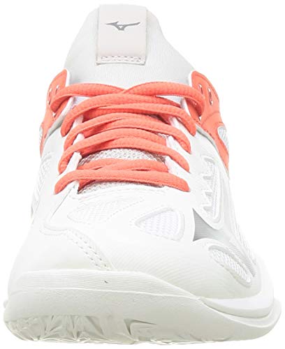 Mizuno Ghost Shadow, Zapatilla de Balonmano Mujer, Swhite/Qshade/Hot Coral, 40 EU