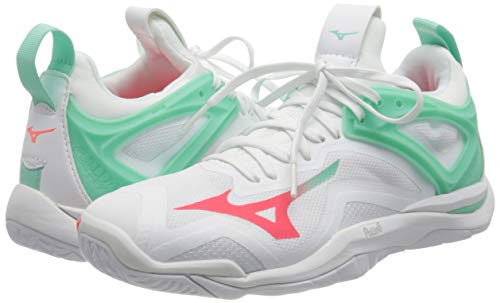 Mizuno Wave Mirage 3, Zapatilla de Balonmano Mujer, Blanco Fierycoral2 Iceg, 40 EU