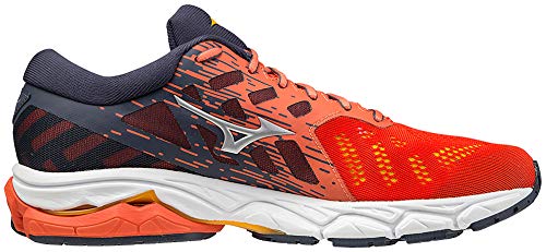 Mizuno Wave Ultima 12, Zapatillas de Running Hombre, Mandarine Red/Silver/Ombre Blue, 42 EU