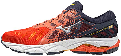 Mizuno Wave Ultima 12, Zapatillas de Running Hombre, Mandarine Red/Silver/Ombre Blue, 42 EU