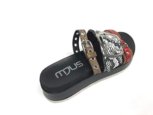 Mjus Art. M06009 - Chanclas de moda para mujer de piel y pitón Rojo Size: 39 EU