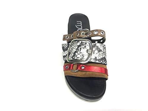 Mjus Art. M06009 - Chanclas de moda para mujer de piel y pitón Rojo Size: 39 EU