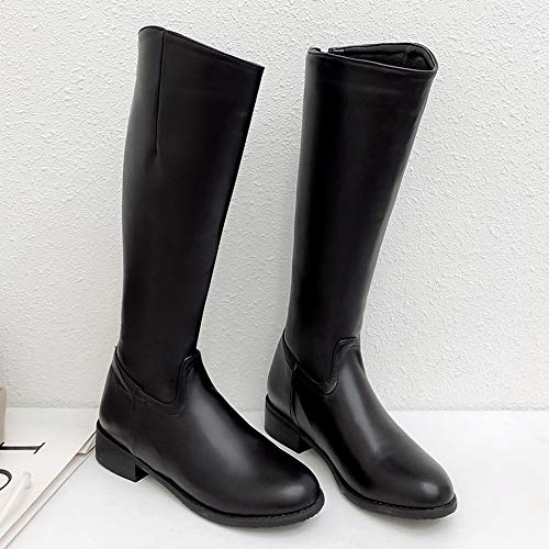 MO JOC Botas de invierno para mujer con tacón en bloque, color Negro, talla 39 EU