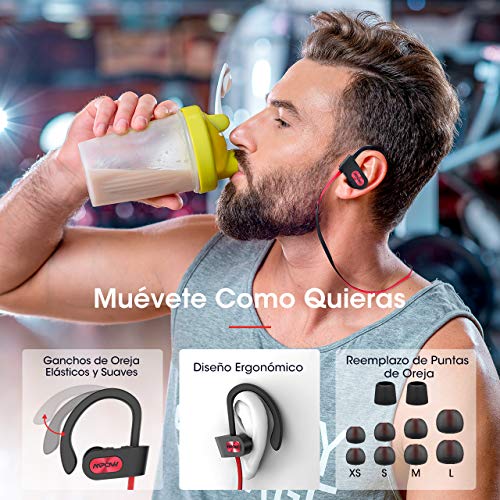 Mpow Auriculares Bluetooth Deportivos, Flame Inalámbricos Running IPX7 Impermeable Cascos V5.0 In-Ear, Correr con Micrófono, Cancelación de Ruido Gimnasio,Viajes,Deporte