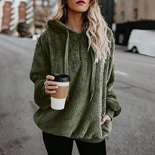 Mujer Caliente y Esponjoso Tops Chaqueta Suéter Abrigo Jersey Mujer Otoño-Invierno Talla Grande Hoodie Sudadera con Capucha riou