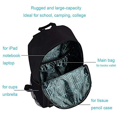 MySoja Official, Bolso Ligera de Escuela con Impermeable Amortiguar los choques Bolso noctilucente de la computadora Bolsa de Viaje con USB Puerto para niño niña Chico Chica Mujer Hombre - Negro 35L