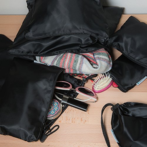 Navaris Set de 7 organizadores para Maleta - 7 Bolsas para almacenaje - para Ropa Zapatos en Equipaje - Sacos de Embalaje para Viajes en Negro