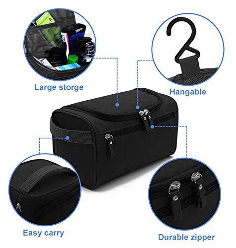 Neceser Hombre Viaje, AOBETAK Bolsa de Aseo Impermeable Gran Capacidad para Colgar, Con Malla y Compartimiento con Cremallera, Artículos de Aseo Juego para Hombres, Mujeres, Deporte,Negro