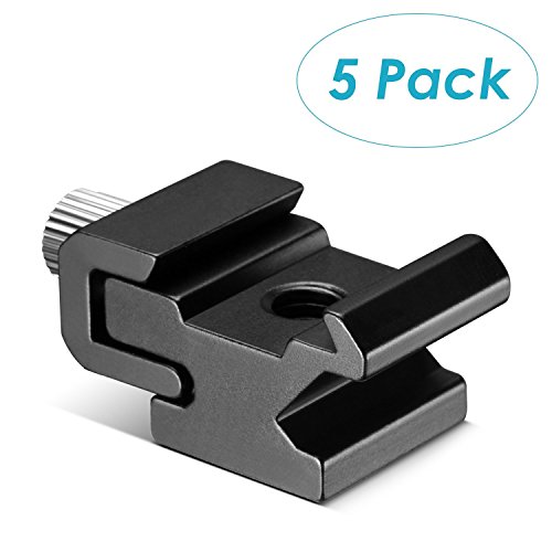 Neewer - Adaptador de Soporte para zapata de flash de Metal Negro con Tornillo de Trípode de 1/4" -20 (5 paquetes)