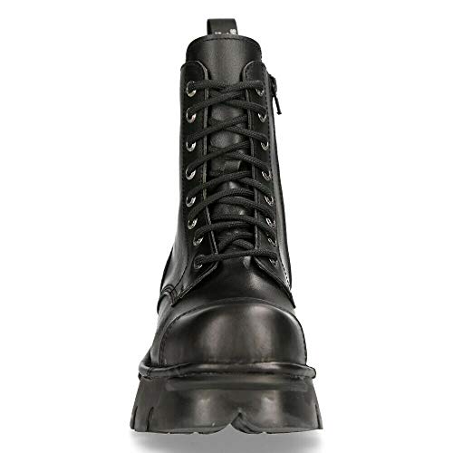 NEW ROCK M-NEWMILI083-S19 Botas Combat Estilo Motorista Militar de Cuero Negro 43