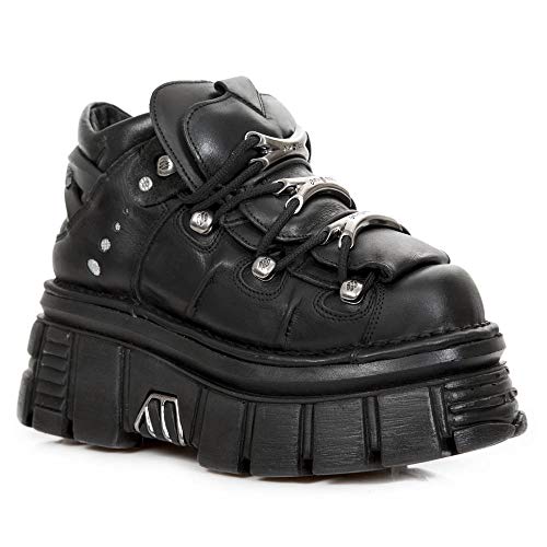 New Rock M.106-S29, Zapatos de Cordones Brogue Unisex Adulto, Negro (Negro 001), 43 EU