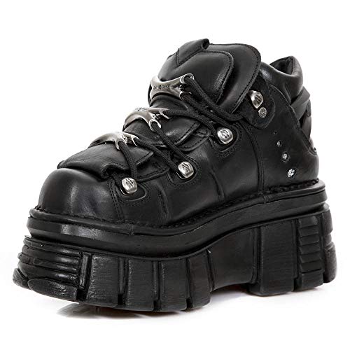 New Rock M.106-S29, Zapatos de Cordones Brogue Unisex Adulto, Negro (Negro 001), 43 EU