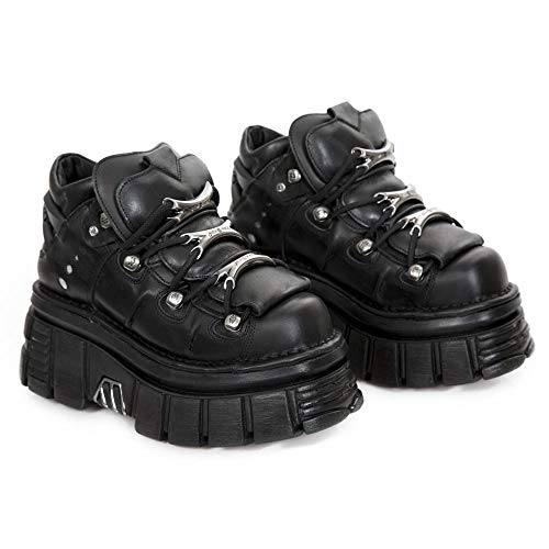 New Rock M.106-S29, Zapatos de Cordones Brogue Unisex Adulto, Negro (Negro 001), 43 EU