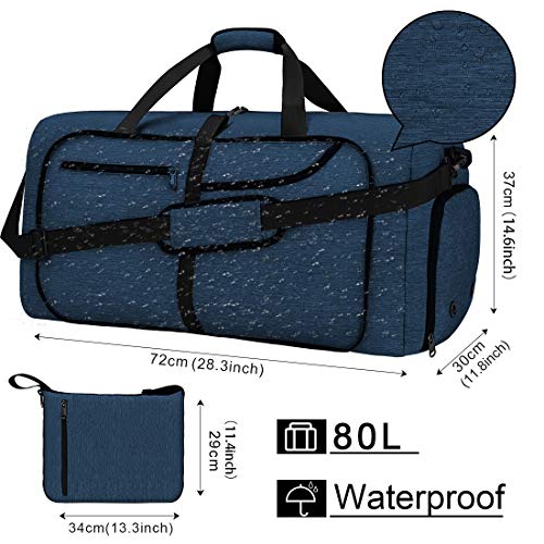 NEWHEY Bolsa de Viaje 40L 65L 80L 100L Plegable Ligera Bolsa Deporte Hombre Impermeable Bolsa Fin de Semana con Compartimento Zapatos para Mujeres