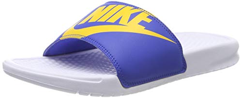 Nike Benassi JDI Print, Zapatos de Playa y Piscina Hombre, Blanco (White/Univ Gold/Game Royal 104), 45 EU