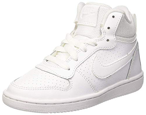 Nike Court Borough Mid (PS), Zapatillas de Baloncesto Niños, Blanco (White/White-White), 31 1/2