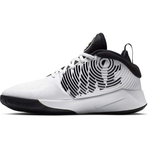 NIKE Team Hustle D 9 (GS), Basketball Shoe, White Black Volt, 35.5 EU