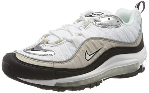 Nike W Air MAX 98, Zapatillas para Correr Mujer, White Metallic Silver Desert Sand Black, 43 EU