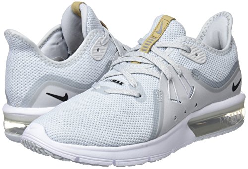 Nike Wmns Air MAX Sequent 3, Zapatillas de Running para Mujer, Dorado (Pure Platinum/Black/White 008), 39 EU