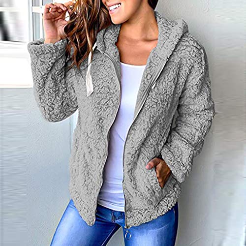 Overdose 2019 Nuevas Mujeres Chaqueta OtoñO Manga Larga Gruesa Sudadera con Cremallera Abierta Abrigo De Punto Capa Chaqueta De Invierno Abrigos Mujer Invierno Rebajas (Medium, Gris)