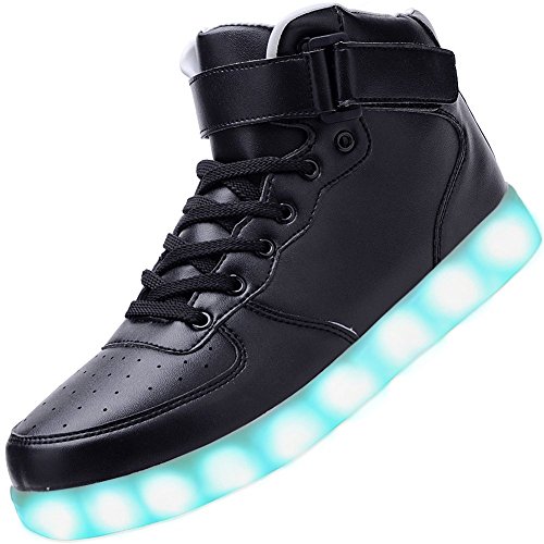 Padgene - Zapatillas LED para Hombre con Luces (7 Colores), Color Negro, Talla 43