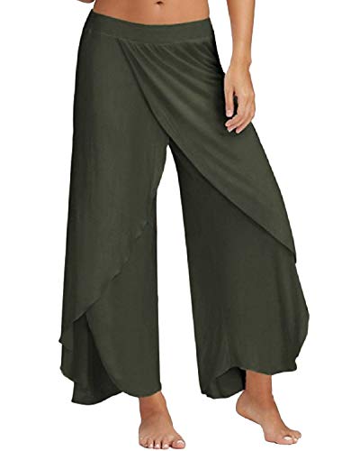 Pantalon Yoga Mujer Abierto Retro Chandal Pantalones Largos Vestir Verano Baggy Hip Hop Danza Wide Leg Pants Leggins Deporte Cintura Alta Moda Casual Pantalon Apertura Lateral de Pilates Pijama Playa