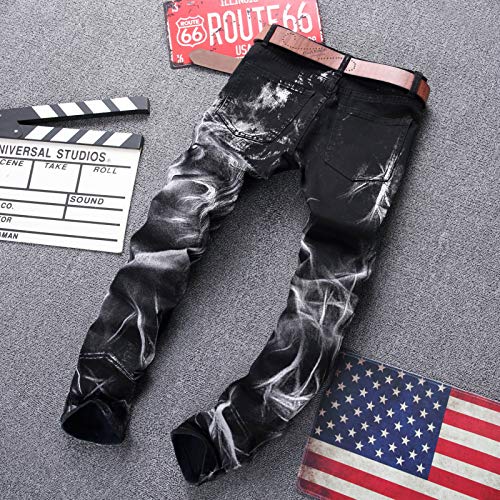 Pantalones de Mezclilla para Hombre, Moda, Estampado de Lobo, Tendencia callejera, Personalidad Hip-Hop, Pantalones Vaqueros Casuales de Todo fósforo 34