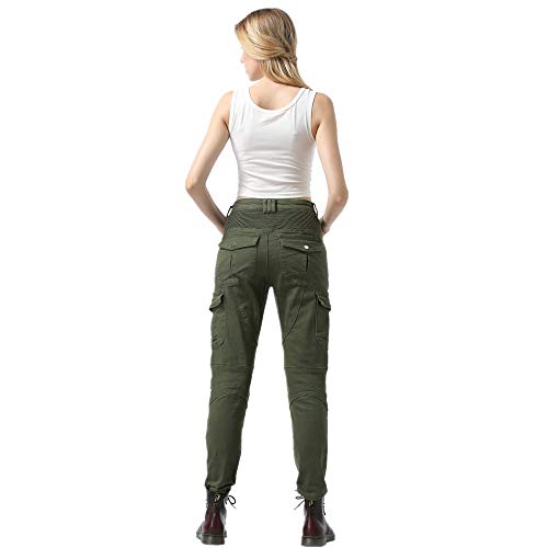 Pantalones De Moto Para Mujer, Pantalones De Motocross, Versión Mejorada De Esterilla Protectora Extraíble, Pantalones De Moto Anticaídas (verde,43)