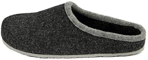 Pantoffelmann Zuecos de fieltro con plantilla – antracita – Zapatillas de fieltro para hombre, color Negro, talla 44 EU