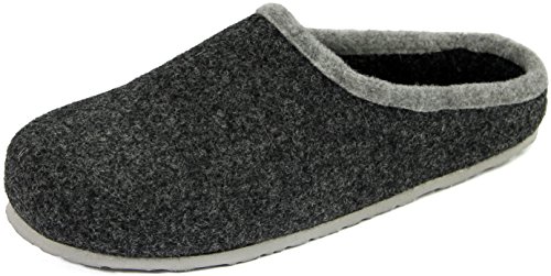 Pantoffelmann - Zuecos de fieltro con plantilla I pantuflas ligeras de fieltro con suela fuerte I cómodas zapatillas para el día a día I pantuflas cálidas I Zapatillas de estar por casa para hombre y mujer, color Gris, talla 41 EU