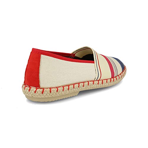 PAYMA - Alpargatas de Esparto en Espiga para Hombre. Zapatillas de Verano. Brasileras para Hombre. Espardeñas Espadrilles con Bandera. Azul Rojo Beige Crudo Kaki Nogal