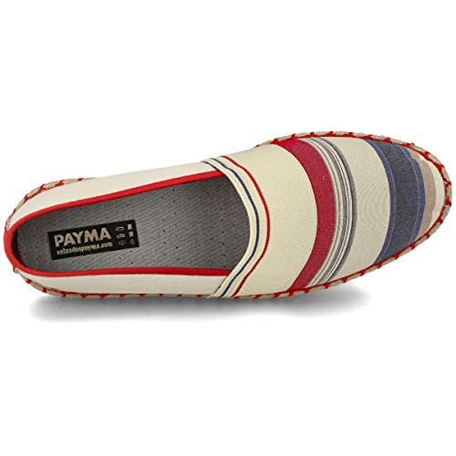 PAYMA - Alpargatas de Esparto en Espiga para Hombre. Zapatillas de Verano. Brasileras para Hombre. Espardeñas Espadrilles con Bandera. Azul Rojo Beige Crudo Kaki Nogal