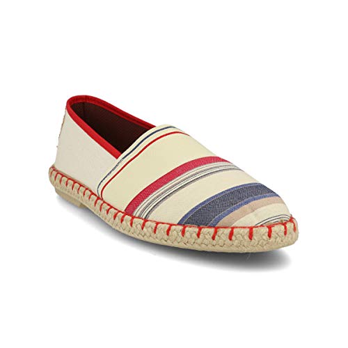 PAYMA - Alpargatas de Esparto en Espiga para Hombre. Zapatillas de Verano. Brasileras para Hombre. Espardeñas Espadrilles con Bandera. Azul Rojo Beige Crudo Kaki Nogal