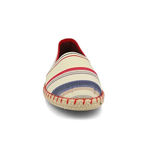 PAYMA - Alpargatas de Esparto en Espiga para Hombre. Zapatillas de Verano. Brasileras para Hombre. Espardeñas Espadrilles con Bandera. Azul Rojo Beige Crudo Kaki Nogal