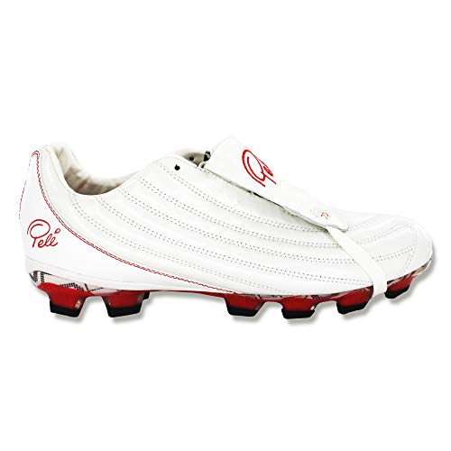 Pelé Sports Men's Football Boots - Botas de fútbol para Hombre PELÉ 1970 FG MS (White/Red, Numeric_42)