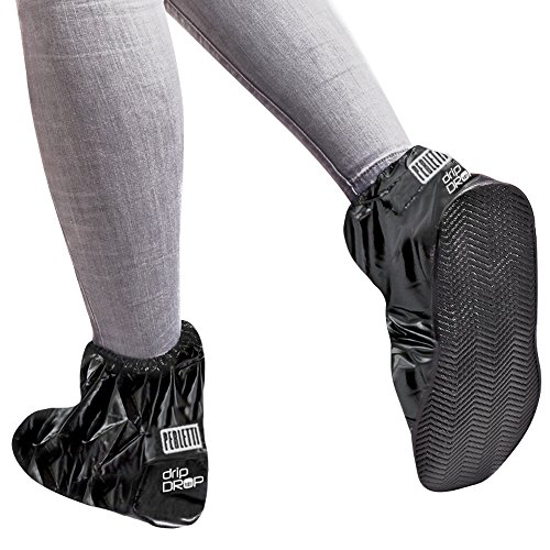 PERLETTI Cubrecalzado Impermeable de PVC - Resistente y Reutilizable - con Suela Antideslizante - galochas para Lluvia, Nieve y Fango - Modelo bajo - Negro (S (36-39), Negro)